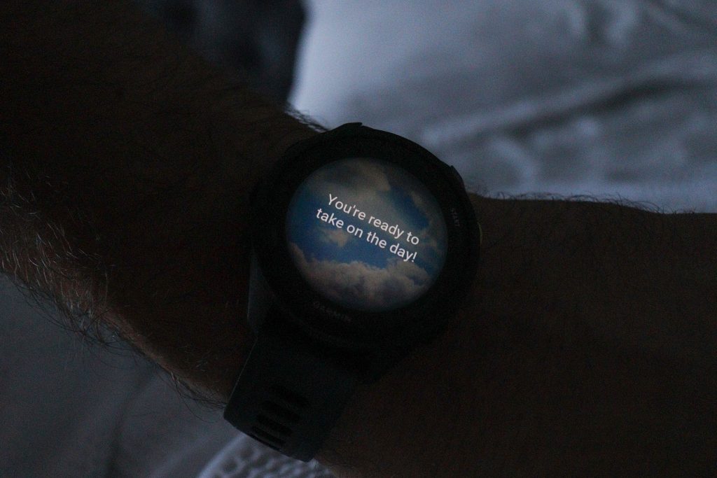 Garmin Forerunner 70 Morning Report telling me 'You're ready to take on the day!'